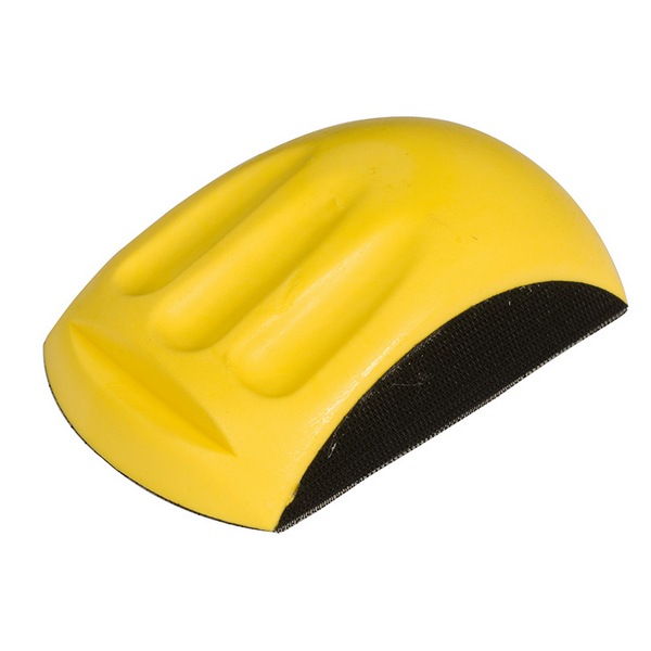  Ручной шлифовальный блок на липучке для дисков 150 мм, с загибом, жёлтый